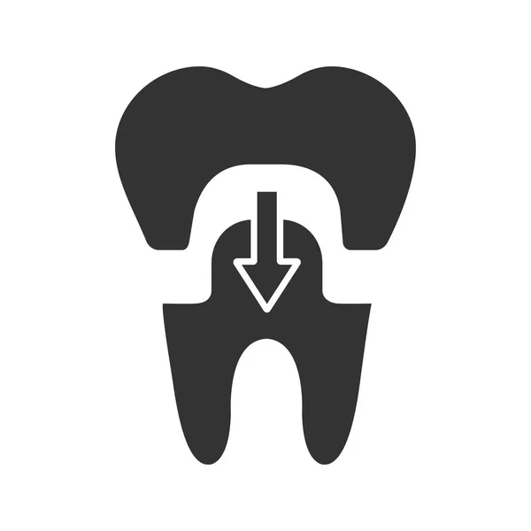 Зубная Корона Стрелкой Вниз Иконка Белом Фоне — стоковый вектор