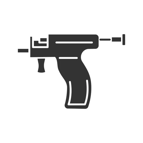 Pistolet Piercing Glyphe Icône Sur Fond Blanc — Image vectorielle