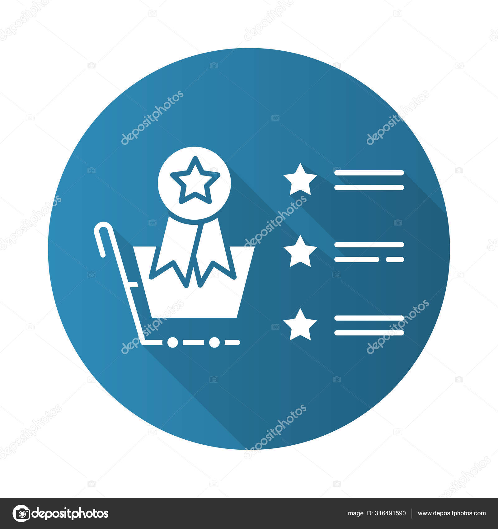 Best Seller List Blue Flat Design Long Shadow Glyph Icon — Stock Vector