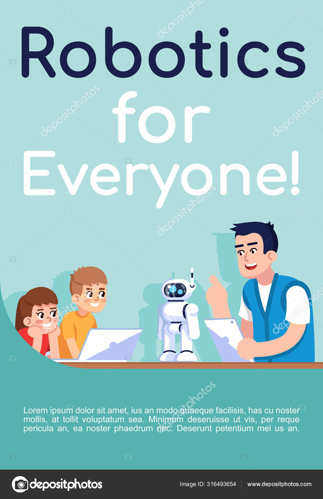 Robotics Everyone Poster Vector Template School Club Brochure Cover Booklet Stock Vector Image By C Bsd