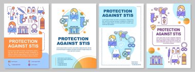 Stis 'in broşürlerine karşı koruma. Hastalık önleme. Broşür, broşür, broşür, kapak tasarımı, doğrusal çizimler. Dergiler, yıllık raporlar, reklam posterleri için vektör sayfası düzeni