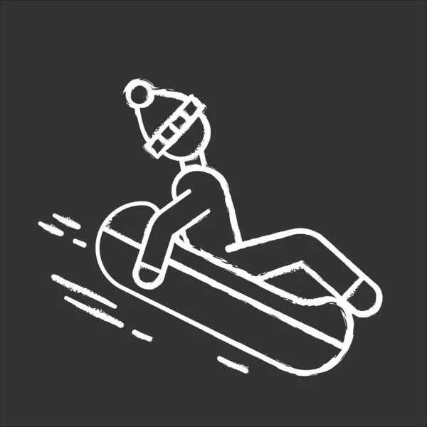 Snow Tubing Chalk Icon Winter Extreme Sport Risky Activity Adventure — Stock Vector