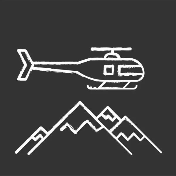 Icône Craie Ski Heli Sport Extrême Hiver Activité Risquée Aventure — Image vectorielle