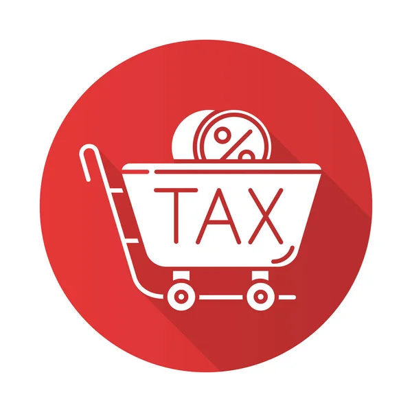 Sales Tax Red Flat Design Long Shadow Glyph Icon Price — Stock Vector