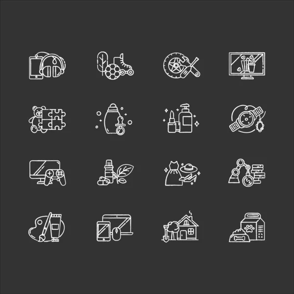 Commerce Departments Chalk Icons Set Online Shopping Categories Beauty Personal — Stock Vector