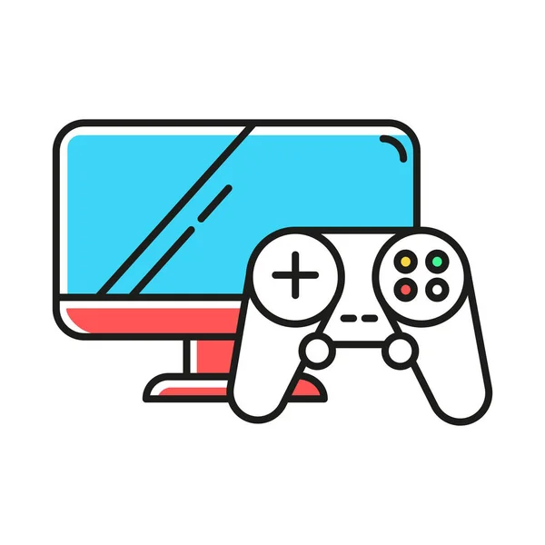 Videojuegos Consolas Icono Color Pasatiempos Suministros Informáticos Controlador Juego Pantalla — Vector de stock