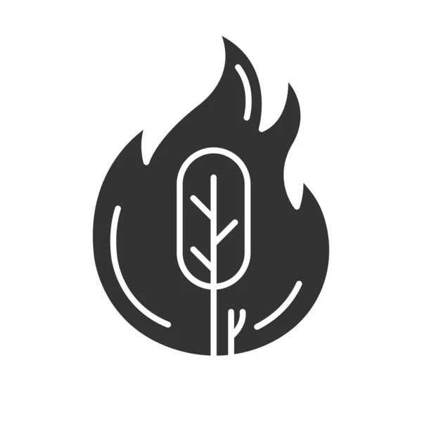 Ikona Wildfire Glyph Hořící Strom Přírodní Katastrofa Ekologický Problém Lidská — Stockový vektor