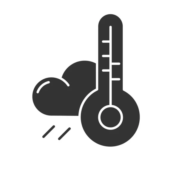 Weersverwachting Glyph Icoon Meteorologische Waarnemingen Atmosferische Omstandigheden Regenwolk Thermometer Klimaatkenmerken — Stockvector
