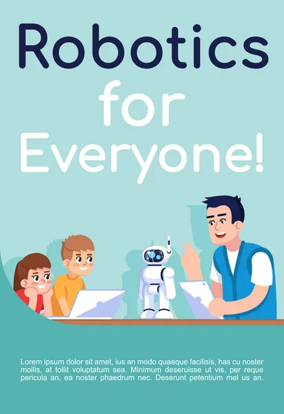 Robotika Untuk Semua Orang Poster Vektor Templat Setelah Klub Sekolah - Stok Vektor