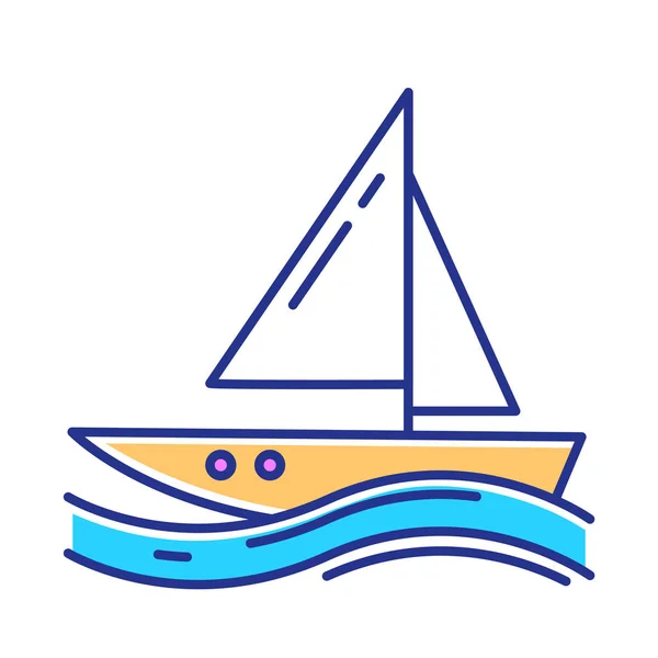 Segel Farb Symbol Wassersport Extremsport Segeln Schwimmen Und Navigation Reise — Stockvektor