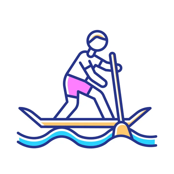 Paddel Surfen Farbsymbol Sup Boarding Wassersport Extreme Unterwassersportart Freizeitaktivität Und — Stockvektor