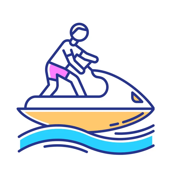 Jetski Ikone Sommeraktivität Jetski Fahren Mann Auf Wasserroller Wassersport Extreme — Stockvektor