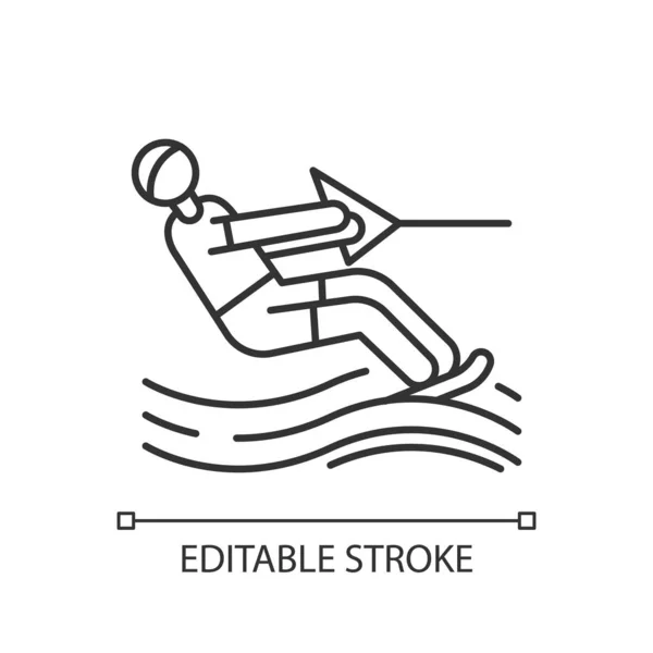 Wasserski Ikone Schmalspur Illustration Oberflächenwassersport Sommerfreizeit Und Gefährliches Hobby Mann — Stockvektor