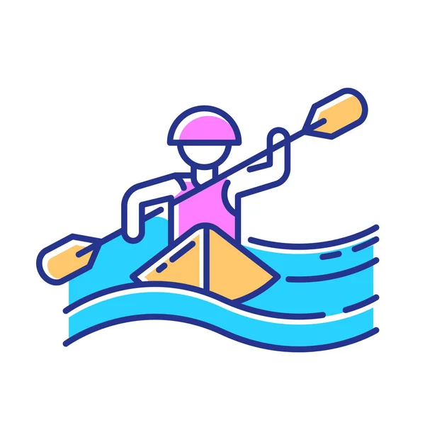 Icono Color Kayak Deportes Acuáticos Canoa Deporte Submarino Extremo Actividad — Archivo Imágenes Vectoriales