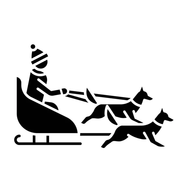 Значок Собачьих Упряжках Зимний Экстремальный Спорт Рискованная Деятельность Приключения Катание — стоковый вектор