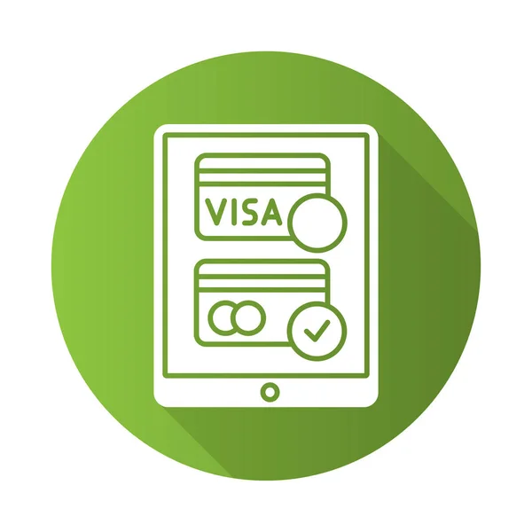 Opción Pago Línea Verde Diseño Plano Icono Largo Glifo Sombra — Vector de stock