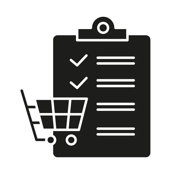 Значок Списка Покупок Планирование Покупок Магазине Добавление Продуктов Тележку Торговля — стоковый вектор