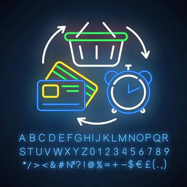 Поворот Значка Неонового Света Кредита Потребительские Кредитные Линии Покупка Товаров — стоковый вектор