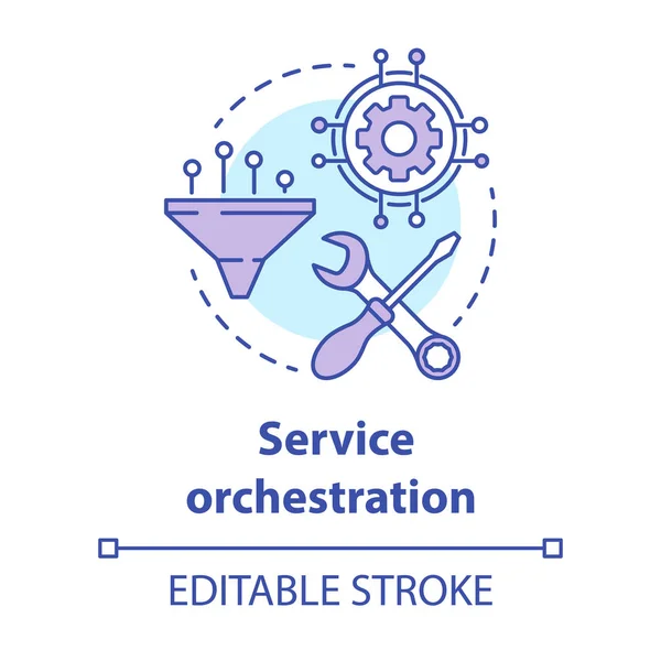 Service Orkestratie Concept Icoon Software Ontwikkeling Idee Dunne Lijn Illustratie — Stockvector