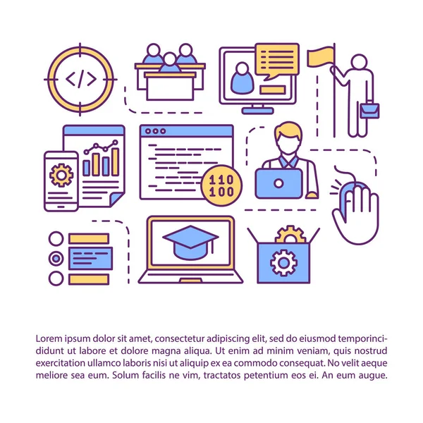 Cours Ligne Article Page Vectoriel Modèle App Processus Éducation Programmation — Image vectorielle