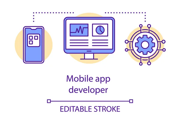 Mobile App Developer Concept Icon Software Programming Idea Thin Line — ストックベクタ