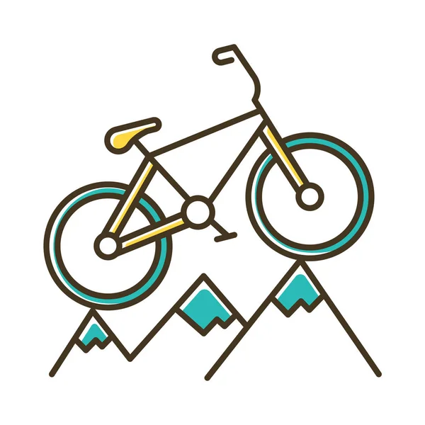Montanha Ícone Cor Ciclismo Atravessar País Andar Bicicleta Actividade Desportiva —  Vetores de Stock