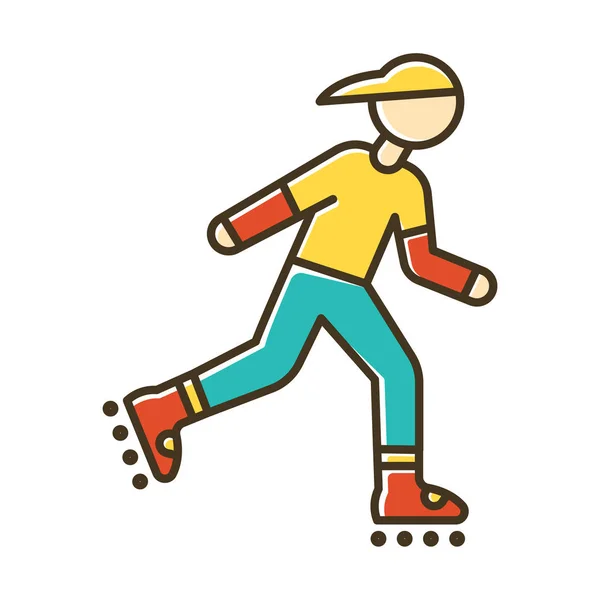 Icono Color Patinaje Línea Freestyle Patinaje Patinaje Fitness Adolescente Patines — Vector de stock