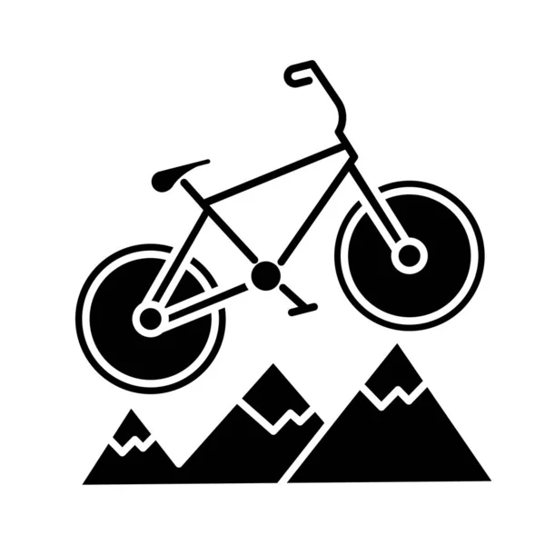 Ciclismo Montaña Icono Del Glifo Cross Country Ciclismo Cuesta Abajo — Vector de stock