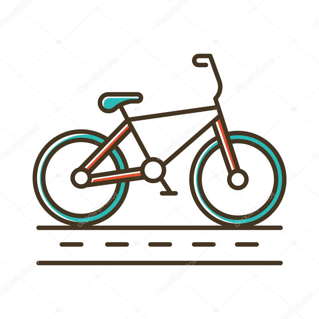 Track cycling color icon. Bicycle on cycle lane, bike path. Time trialling. Roadway for cyclists. Bicycle racing. Cycling route. City cruiser. Extreme sport. Isolated vector illustration