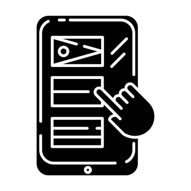 Dil çeviri servisi simgesi. Çevrimiçi çok dilli sözlük. Anında makine yorumu. Akıllı telefon, tablet çevirmeni. Siluet sembolü. Boşluk yok. Vektör izole illüstrasyonu