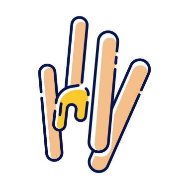 Ağda spatula bej renkli simge. Doğal bal soğuk, sıcak balmumu. Vücut kılı temizleme ekipmanı. Tüy dökümü için aletler. Profesyonel güzellik tedavisi kozmetik ürünleri. İzole vektör illüstrasyonu