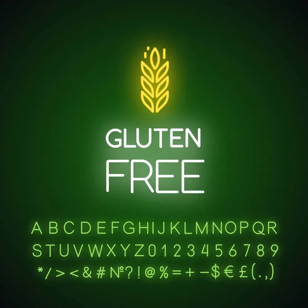 Icono Luz Neón Sin Gluten Comida Ecológica Ingrediente Libre Producto — Vector de stock