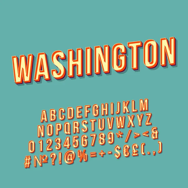 Washington Vintage Vector Lettering Retro Bold Font Typeface Pop Art — Stock Vector