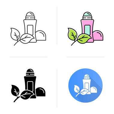 Natural roll-on deodorant icon. Hypoallergenic antiperspirant. P