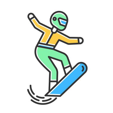 Snowboard renk simgesi. Kış ekstrem sporları, riskli aktiviteler