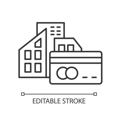 Küçük işletme kredi doğrusal simgesi. Emlak almak için kredi parası