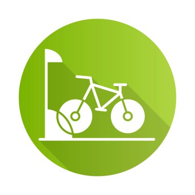 Bike parking green flat design long shadow glyph icon. Bicycle s clipart
