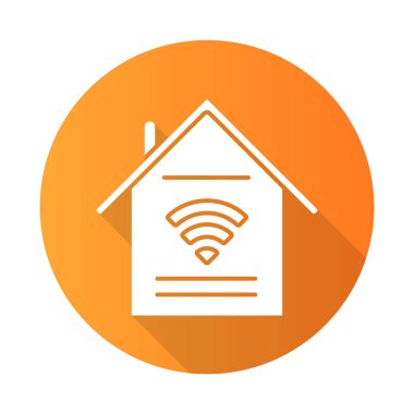 Akıllı ev, turuncu düz dizayn, uzun gölge simgesi içerir. Merhaba.