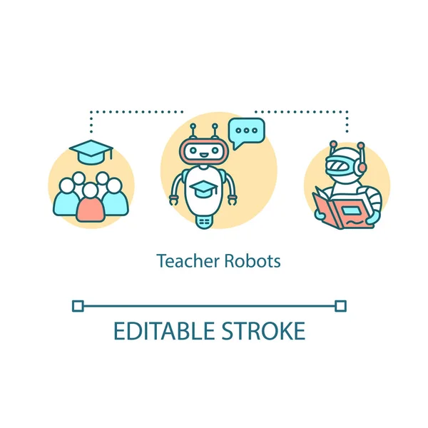 Ikona konceptu učitelských robotů. Futuristický stroj studuje. Androi — Stockový vektor
