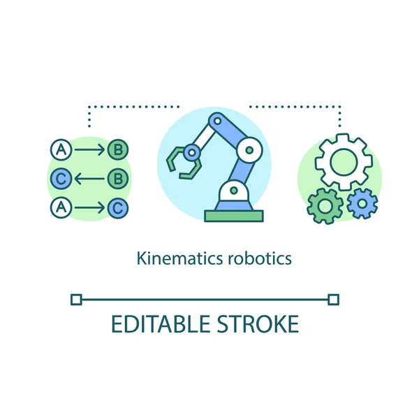 Ikona konceptu kinematiky robotiky. Pohyb vícestupňového fr — Stockový vektor