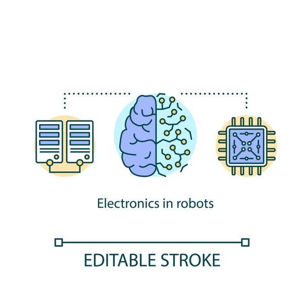 Icono de concepto de electrónica en robots. Biorobótica. Red neuronal — Vector de stock