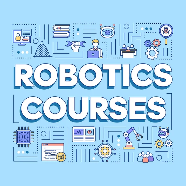 Kursus Robotic konsep kata spanduk. Pemrograman dan rekayasa - Stok Vektor