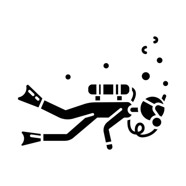 Tauchen glyph icon.watersport, extreme Unterwasser-Art von s — Stockvektor