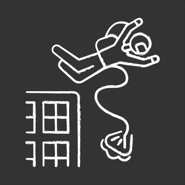 Icono de tiza de salto base. Paracaidismo. Paracaidista, salto en paracaídas — Archivo Imágenes Vectoriales