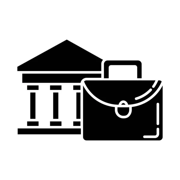 Business industry glyph icon. Credit bureau. Black briefcase and — Stock Vector