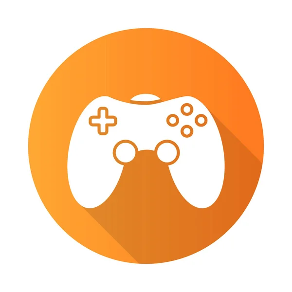 Spelrum orange platt design lång skugga glyf ikon. Gamepad. Vi — Stock vektor