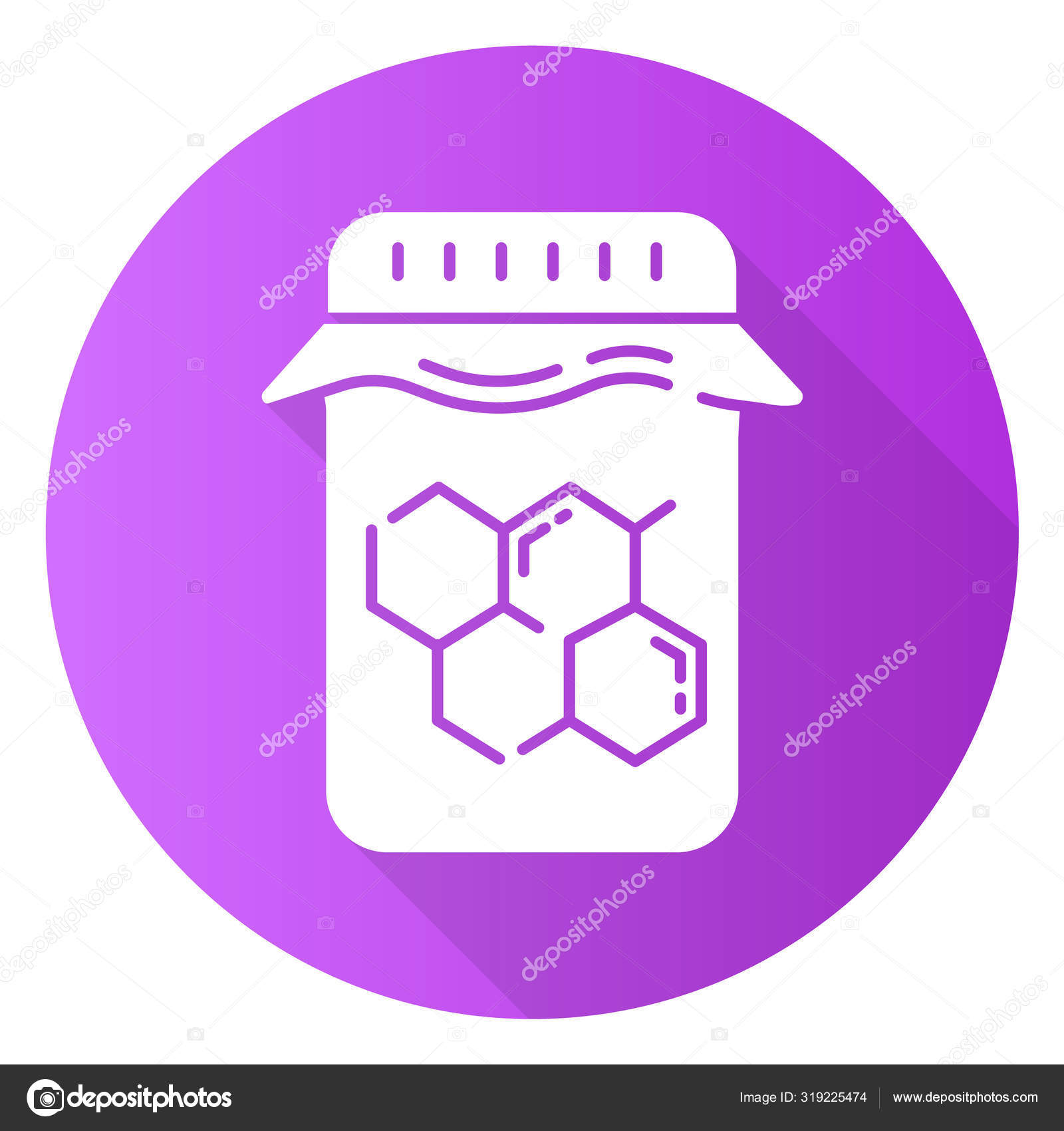 Honey Wax Jar Purple Flat Design Long Shadow Glyph Icon Hard Cold