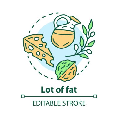 Bir sürü şişman konsept ikonu. Keto diyet fikri ince çizgi çizimi. 