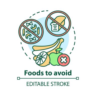 Konsept ikonundan kaçmak için yiyecekler. Keto diyet fikri ince çizgi çizgisi çizimi