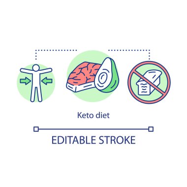 Keto diyet konsepti. Ketogenik diyet fikri ince çizgi çizimi